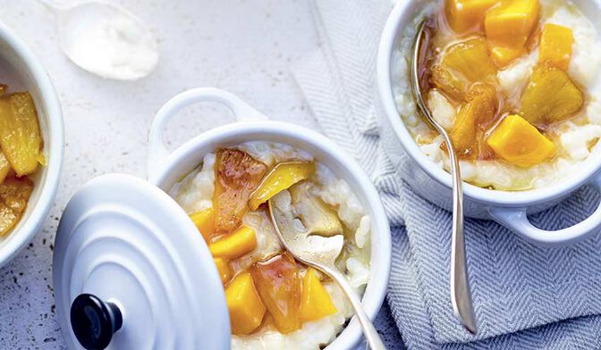 Riz au lait en cocotte aux épices et fruits exotiques