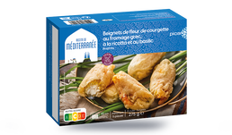 Beignets de fleur de courgette au fromage grec, &agrave; la ricotta et au