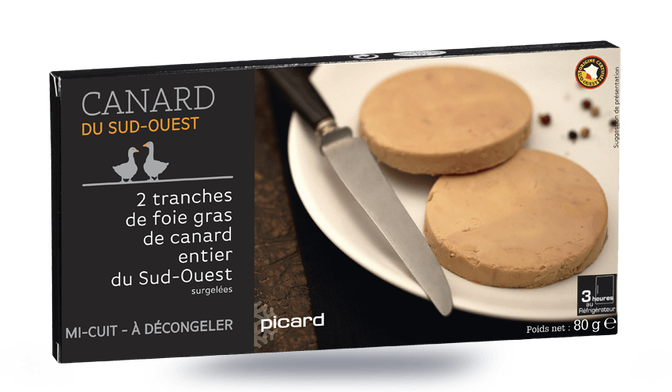 Foie gras de canard entier du Sud-Ouest cuit au torchon, 2 tranches