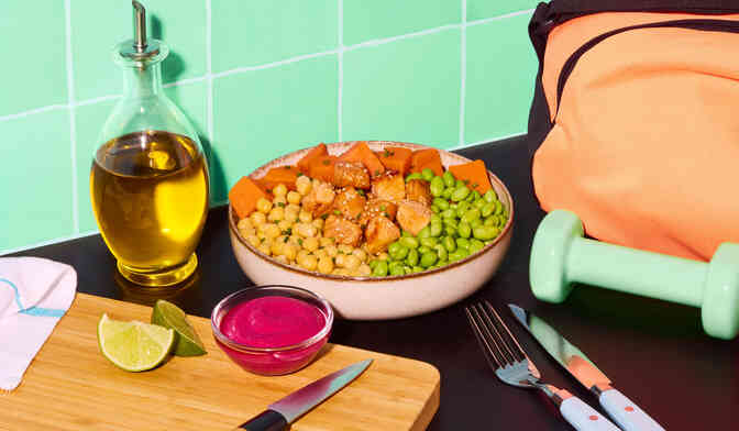 Bowl prot&eacute;in&eacute; saumon, patate douce & edamame - 41 g de prot&eacute;ines