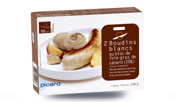 2 boudins blancs au bloc de foie gras de canard (20%)