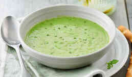 Mini gaspacho concombre, courgette, petit pois, menthe