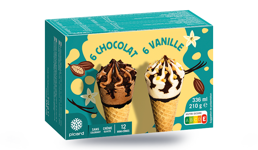 12 mini-cônes vanille-chocolat