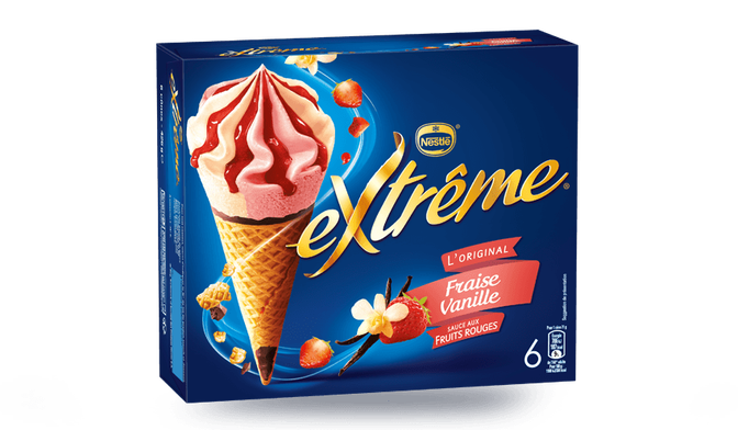 6 cônes Extrême Vanille Fraise