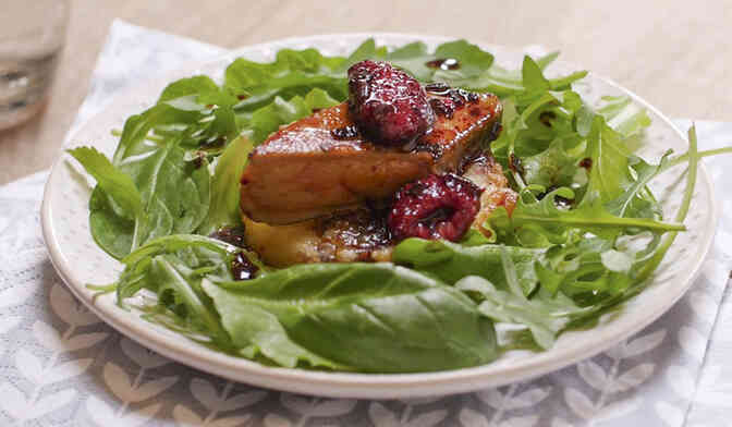 Bouchées de foie gras aux framboises