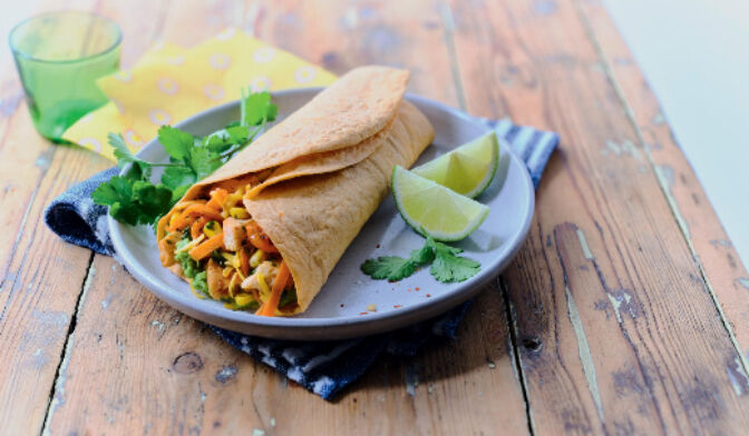 Wrap guacamole, poulet, cheddar