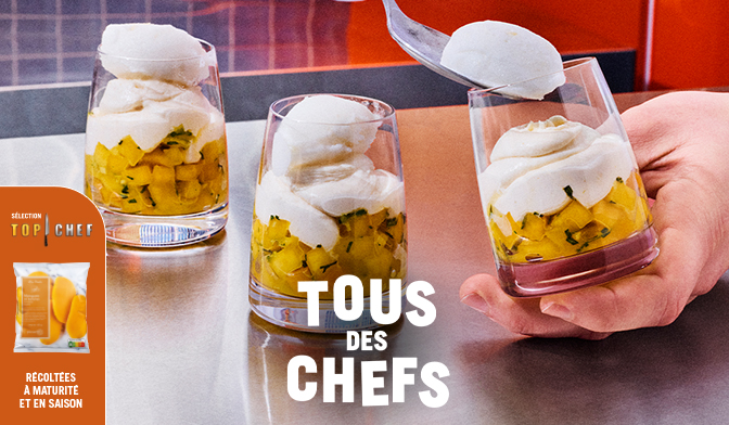 Tartare de mangue au gingembre et au basilic