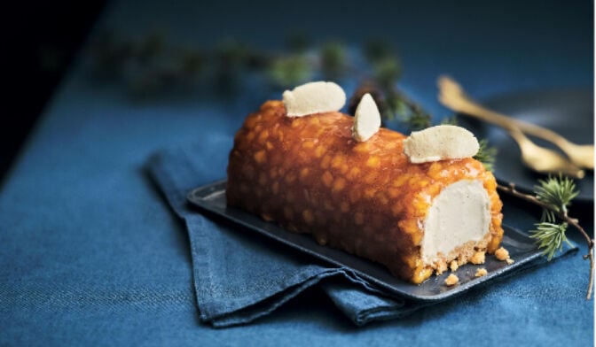 Bûche pâtissière pomme façon tatin-vanille