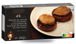 Magret de canard en tournedos et escalopes de foie gras de canard du