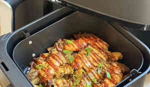 Poulet mariné et wedges gratinées au Airfryer