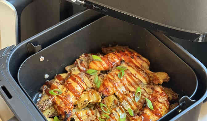 Poulet mariné et wedges gratinées au Airfryer