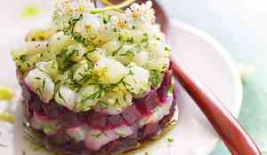 Tartare de Saint-Jacques et betterave à la vanille