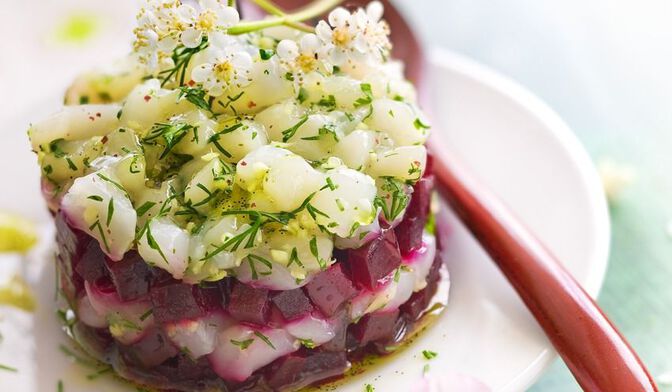Tartare de Saint-Jacques et betterave à la vanille