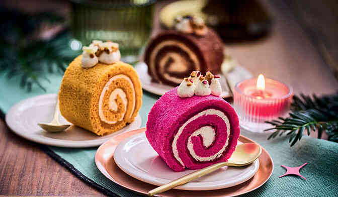 Bûche roulée fruits-rouges vanille