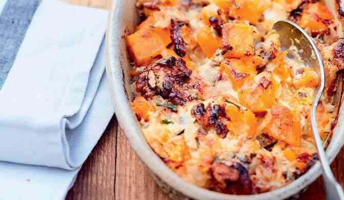 Gratin de potimarron au bleu et aux noix