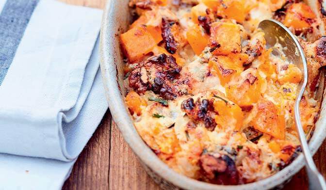 Gratin de potimarron au bleu et aux noix