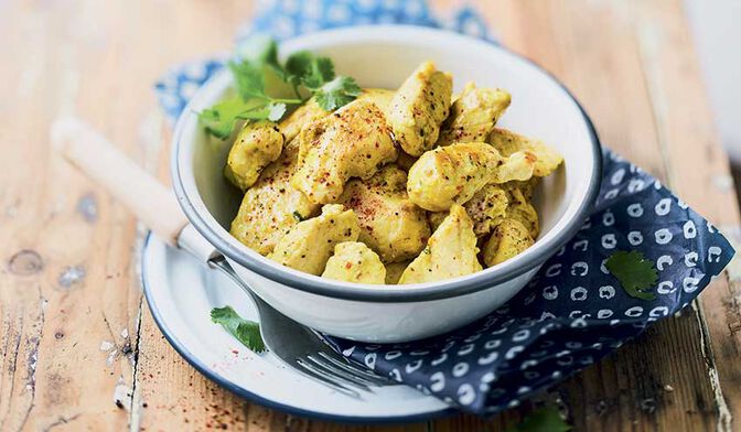 Bouchées de filet de poulet curry coco