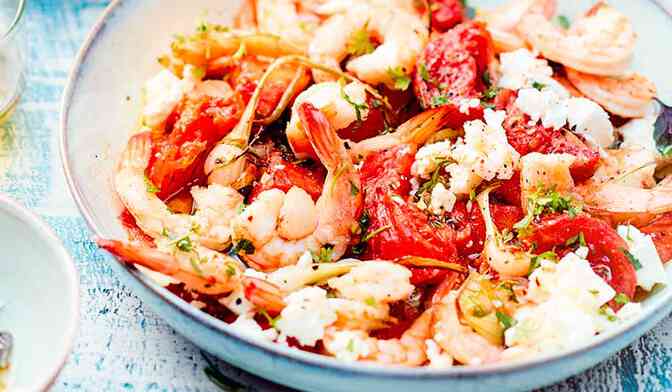 Crevettes saganaki