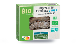 Crevettes tropicales crues, 7 - 9 pi&egrave;ces, ASC** bio