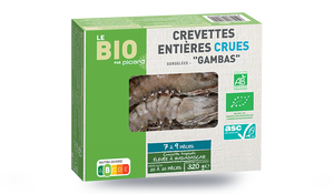 Crevettes tropicales crues, 7 - 9 pièces, bio
