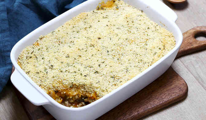 Parmentier de bœuf au potiron, carotte et maïs