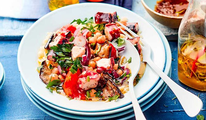 Salade d’orzo et poulpe à l'huile citronnée