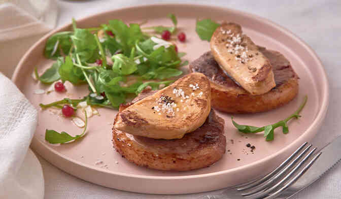 Magret de canard en tournedos et escalopes de foie gras de canard du