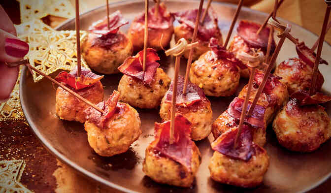 Boulettes de dinde au sirop d’érable, chips de magret