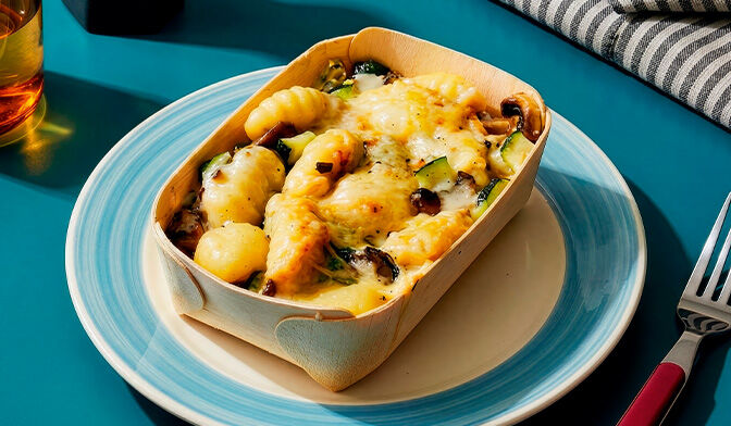 Gratin de gnocchi, champignon de Paris, courgette — vue 3