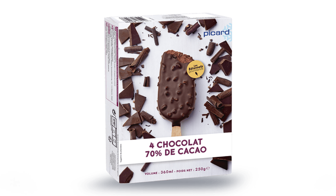4 bâtonnets chocolat 70 % de cacao-fèves de cacao