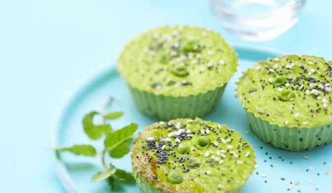 Flans aux petits pois et à la menthe