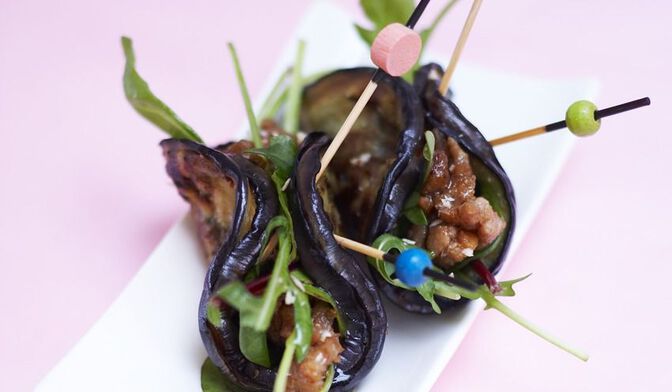 Aubergines farcies au miso de veau