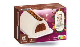 Bûche glacée vanille, chocolat, noisette