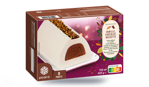 Bûche glacée vanille, chocolat, noisette