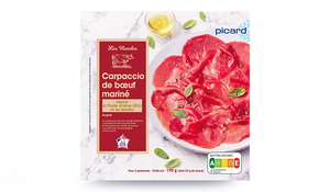 Carpaccio de bœuf et sa marinade à l'huile d'olive 5 % et au basilic