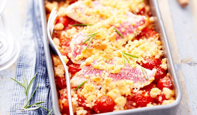 Crumble tomate-rouget