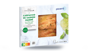 Carpaccio de saumon mariné au citron vert et au basilic