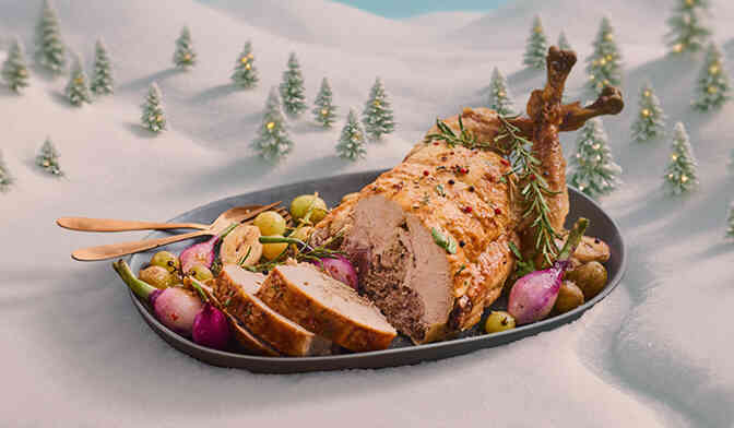 Dinde farcie aux marrons et aux cèpes