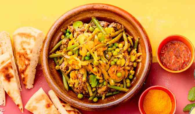 Tajine de bœuf aux légumes verts