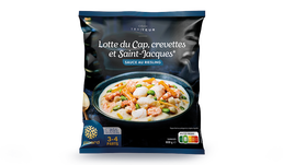 Lotte du Cap, crevettes et Saint-Jacques* sauce au Riesling
