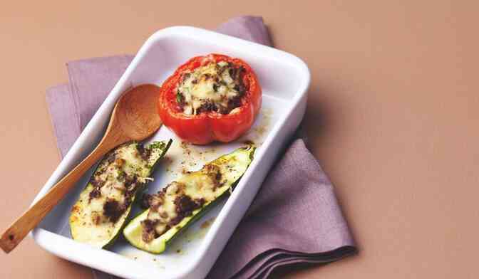 Légumes farcis aux champignons gratinés