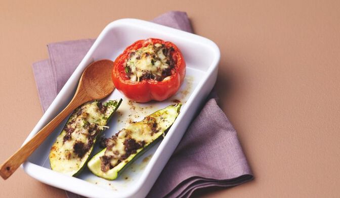 Légumes farcis aux champignons gratinés
