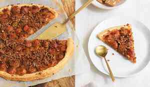 Tarte feuilletée, mirabelle et amande