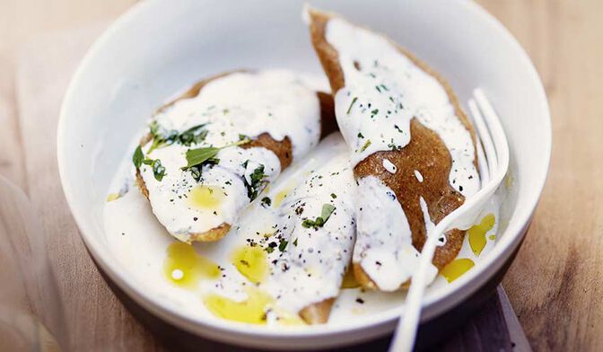 Raviolis aux champignons & sauce crémeuse aux herbes - Trois fois par jour