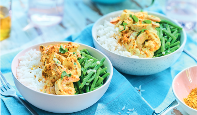Bowl de crevettes sauce curry coco par @claire.happydiet