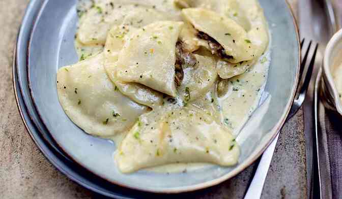 Ravioles aux champignons cuisinés
