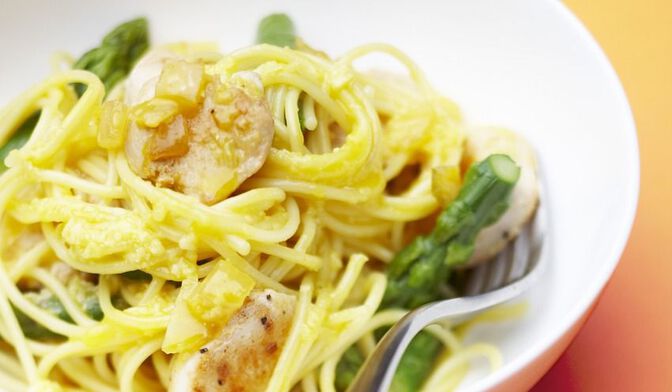 Carbonara au poulet et aux asperges