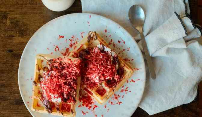 Gaufres aux fraises givrées