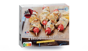 4 brochettes de poulet mariné au citron et au basilic