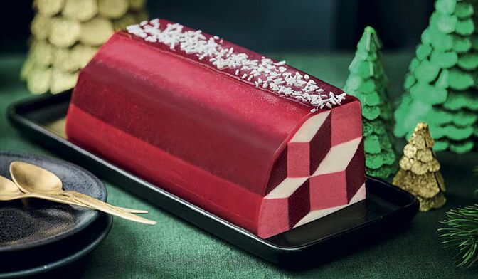 Bûche glacée framboise-pomme-myrtille